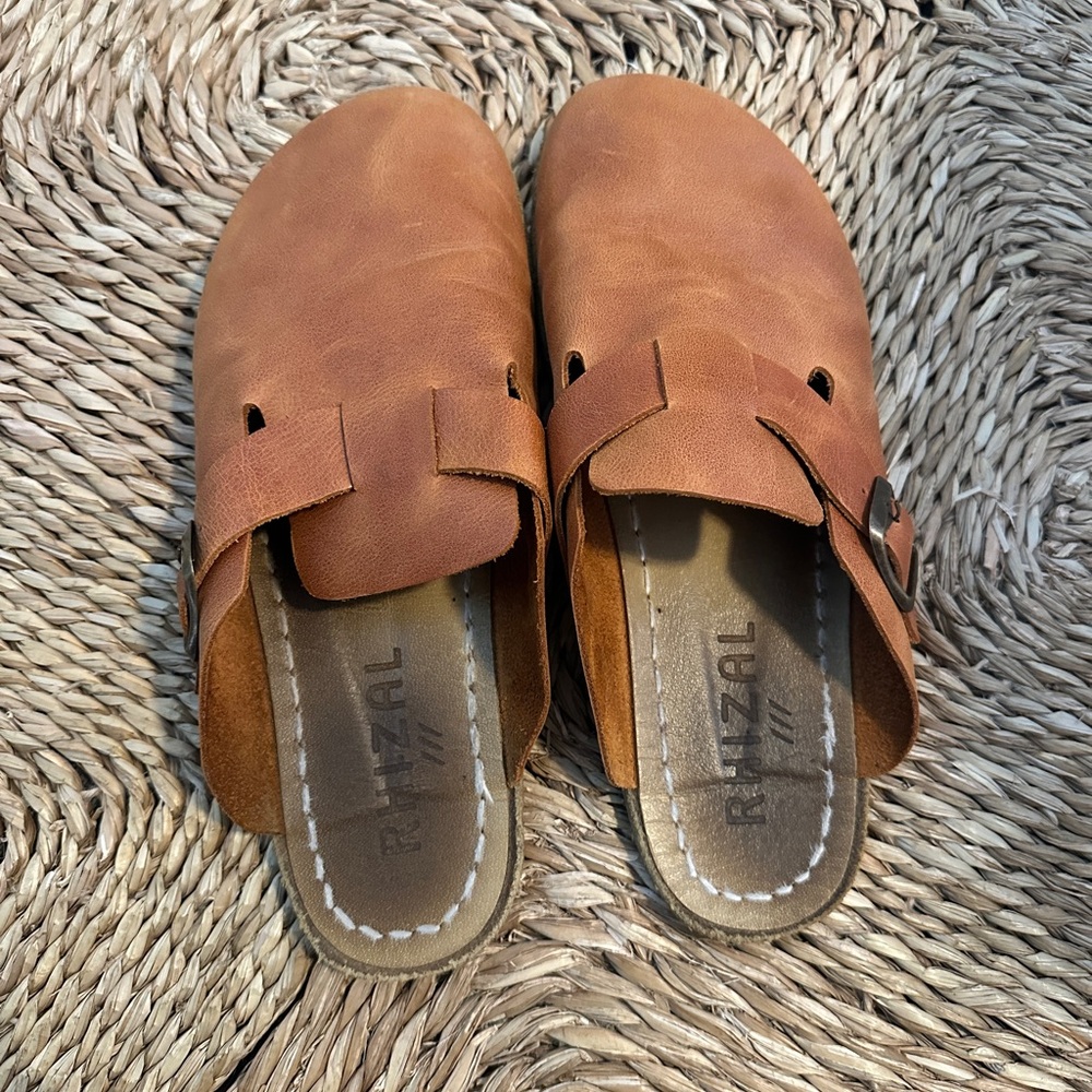 Grounding Barefoot Rhizal Kuyu Honey Leather Womens Shoes Clogs - Picture 6 of 7
